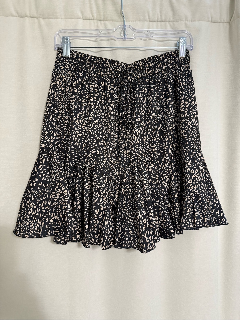 Pinch Black Mini Skirt with Cream Spot Ruffle Hem